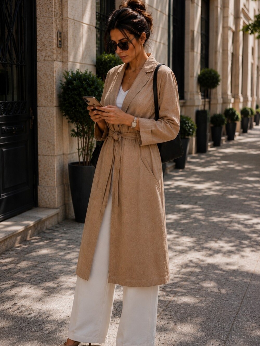 Women's Tan Belted   Duster by Filosofia